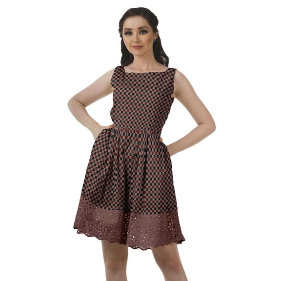 Moomaya Printed Lace Evening Mini Dress For Party Sleeveless Women Clothing