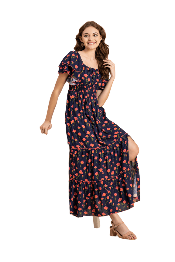 Printed Long Dress For Women, Chic Resort Wear Maxi Dress