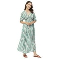 thumbnail image 1 of Moomaya Printed Long Dress For Women, V-Neck Short Sleeve Sheer Coverup Maxi Dresses, 1 of 8