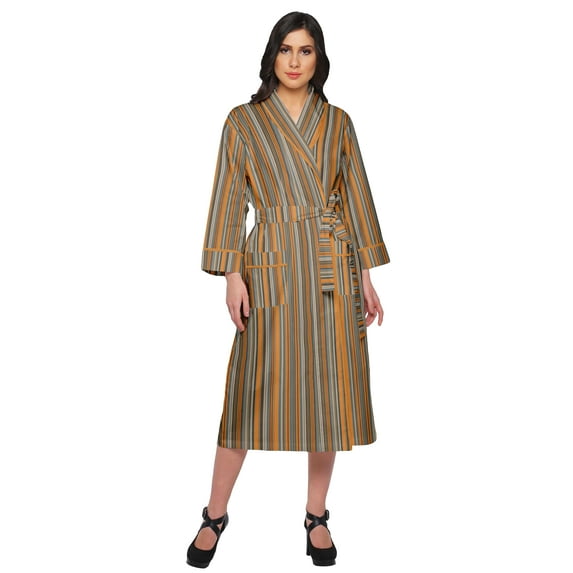 Moomaya Printed Long Robe With Pockets Cotton Bride Getting Ready Dress