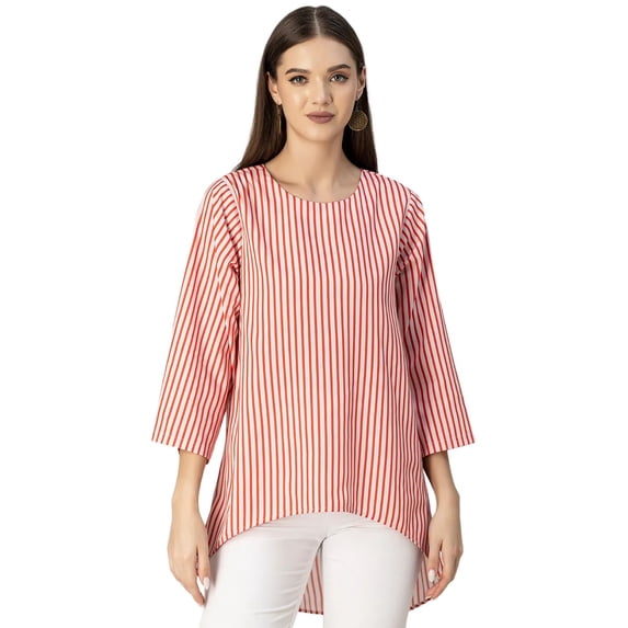 Moomaya Printed Long Sleeve Asymmetric Top - Modern Women's Casual Top