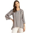thumbnail image 1 of Moomaya Printed Long Sleeve Asymmetric Top - Modern Women's Casual Top, 1 of 9