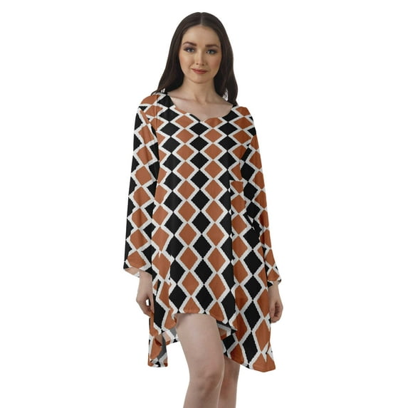 Moomaya Printed Long Sleeve Cocktail Dress Christmas Outfits Short Holiday Dress