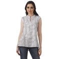 thumbnail image 1 of Moomaya Printed Mandarin Collar Tunic Sleeveless Casual Tank Top Summer Wear, 1 of 6