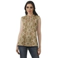 thumbnail image 1 of Moomaya Printed Mandarin Collar Tunic Sleeveless Casual Tank Top Summer Wear, 1 of 6