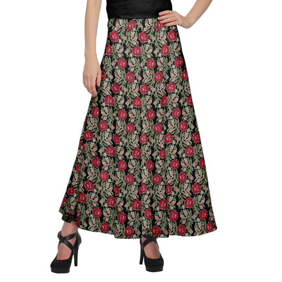 Moomaya Printed Maxi Skirt For Women Long Wrap Skirt Girls Casual Wear Clothing