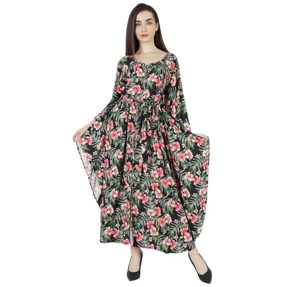 Moomaya Printed MaxiDress KaftanFor Women Nightgown Bikini Cover Up Plus Size Caftan