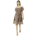 thumbnail image 1 of Moomaya Printed Off-Shoulder Poly Georgette Midi Dress Cinched Long Dress, 1 of 8