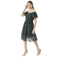 thumbnail image 1 of Moomaya Printed Off-Shoulder Poly Georgette Midi Dress Cinched Long Dress, 1 of 8