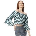 thumbnail image 1 of Moomaya Printed Off-Shoulder Top, WomenS Long Bell Sleeve Crop Top Blouse, 1 of 8