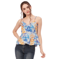 thumbnail image 1 of Moomaya Printed Peplum Tops For Women, Noodle Strap Blouse Top W/ Styles Back, 1 of 9
