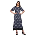 thumbnail image 1 of Moomaya Printed Pleated Dress Elbow Sleeve Tunic Summer Wear Kurti For Women, 1 of 5