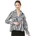 thumbnail image 1 of Moomaya Printed Pleated Tops For Women, Long Sleeves Summer Top, Designer Collar Shirt, 1 of 8