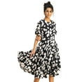 thumbnail image 1 of Moomaya Printed Rayon Short Sleeve Fit & Flare Dress - Regular Fit Party Dress, 1 of 9