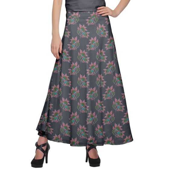 Moomaya Printed Rayon Skirt Wrap Style Plus Size Skirt Summer Wear Clothing
