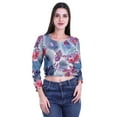 thumbnail image 1 of Moomaya Printed Round Neck Long Sleeve Crop Tops For Women Cotton Jersey T Shirt, 1 of 5