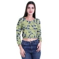 thumbnail image 1 of Moomaya Printed Round Neck Long Sleeve Crop Tops For Women Cotton Jersey T Shirt, 1 of 5