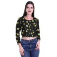 thumbnail image 1 of Moomaya Printed Round Neck Long Sleeve Crop Tops For Women Cotton Jersey T Shirt, 1 of 5