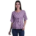 thumbnail image 1 of Moomaya Printed Round Neck Top For Women Elbow Sleeve Blouse Tunic Formal Wear, 1 of 6