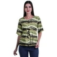 thumbnail image 1 of Moomaya Printed Round Neck Top For Women Elbow Sleeve Blouse Tunic Formal Wear, 1 of 6