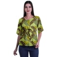 thumbnail image 1 of Moomaya Printed Round Neck Top For Women Elbow Sleeve Blouse Tunic Formal Wear, 1 of 6