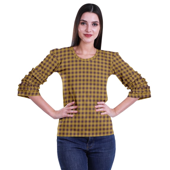 Moomaya Printed Ruffle Shirt Women Party Top Short T-Shirt Top Summer Clothing