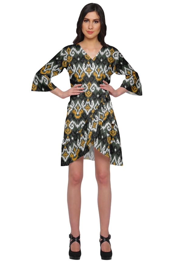 Printed Ruffle Style Above Knee Length Bridesmaid Robe Rayon Bathrobes