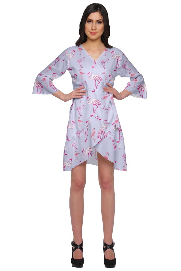 Printed Ruffle Style Above Knee Length Bridesmaid Robe Rayon Bathrobes