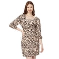 thumbnail image 1 of Moomaya Printed Short Dresses For Women, Button-Up Square Neck 3/4Th Sleeve Dress, 1 of 8