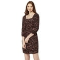 thumbnail image 1 of Moomaya Printed Short Dresses For Women, Button-Up Square Neck 3/4Th Sleeve Dress, 1 of 8