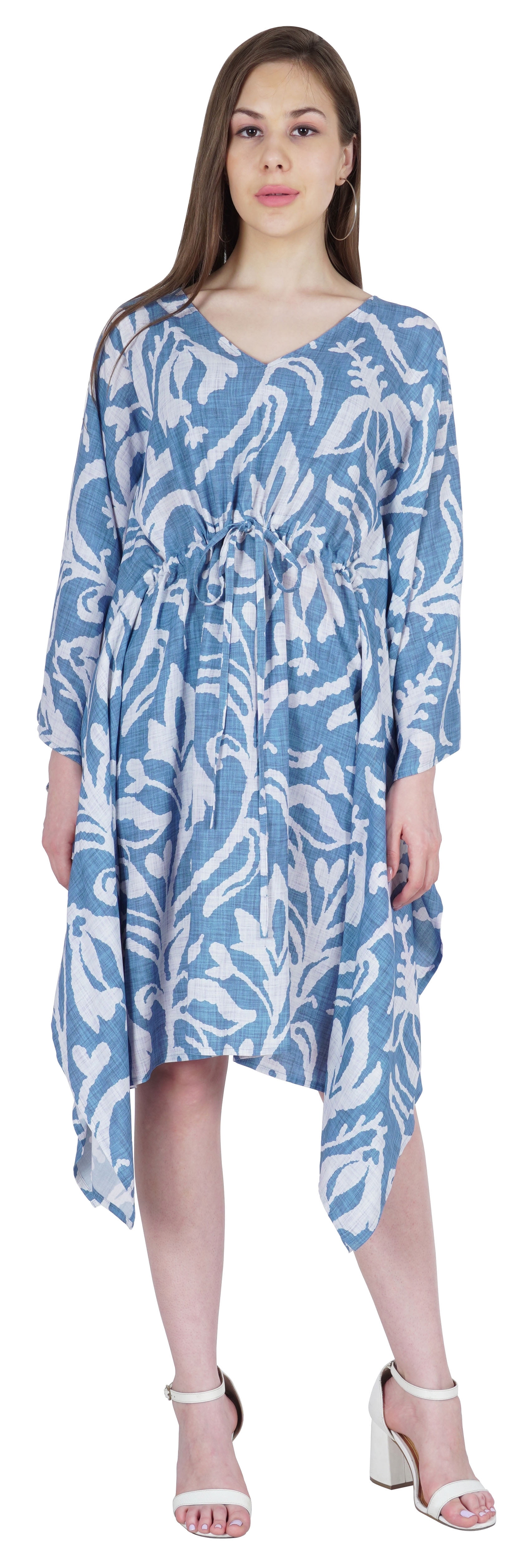 Moomaya Dames Lange Maxi Cover Up Gedrukt Kimono Mouw Nachtjurk Maxi