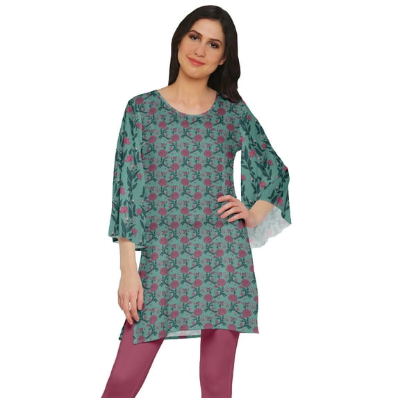 Moomaya Printed Short Kurta Kimono Sleeve Tunic Women Summer Wear Ladies Kurti