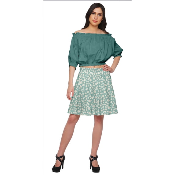 Moomaya Printed Short Skirts For Women Cotton Pleated Mini Skirt Summer Clothing