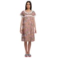 thumbnail image 1 of Moomaya Printed Short Sleeve Knee Length Nightdress Round Neck Sleepwear Gown, 1 of 5