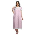 thumbnail image 1 of Moomaya Printed Short Sleeve Maxi Nightdress Button Down Cotton Sleepwear Gown, 1 of 6