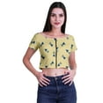 thumbnail image 1 of Moomaya Printed Short Sleeve Zipper Top Boat Neck Womens Sexy Summer Crop Tops, 1 of 5