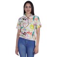 thumbnail image 1 of Moomaya Printed Short Top For Women Summer Casual Zip Collar Tee T-Shirts, 1 of 8
