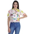 thumbnail image 1 of Moomaya Printed Short Top For Women Summer Casual Zip Collar Tee T-Shirts, 1 of 9