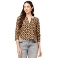thumbnail image 1 of Moomaya Printed Short Top For Women V Neck Full Sleeve Regular Tunic Top, 1 of 8