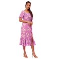 thumbnail image 1 of Moomaya Printed Side Slit Ruffle Dress, Short Sleeve Square Neck Chic Dress, 1 of 9