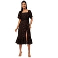 thumbnail image 1 of Moomaya Printed Side Slit Ruffle Dress, Short Sleeve Square Neck Chic Dress, 1 of 7