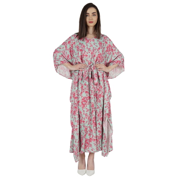 Moomaya Printed Sleep Loungewear For Women kimono sleeves Kaftan Resort Dress/ Maternity Wear