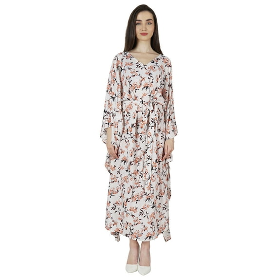 Moomaya Printed Sleep Loungewear For Women kimono sleeves Kaftan Resort Dress/ Maternity Wear
