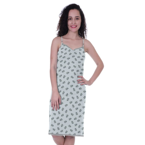 Moomaya Printed Spaghetti Strap Nightgown For Womens Lace V-Neck Sleepwear Nightdress