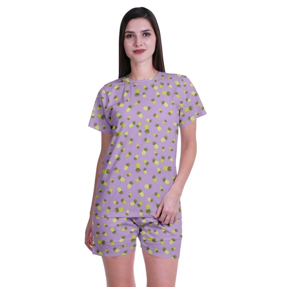 Moomaya Printed Tees Shorts Pajamas Set For Women Sleepwear Pjs For Girls