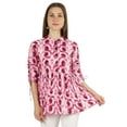 thumbnail image 1 of Moomaya Printed Top 3/4 Sleeve Mandarin Collar Pleated Fit & Flare Short Tunic For Women, 1 of 9