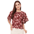 thumbnail image 1 of Moomaya Printed Tops For Women, Lace Flutter Sleeve Viscose Casual Top, 1 of 9