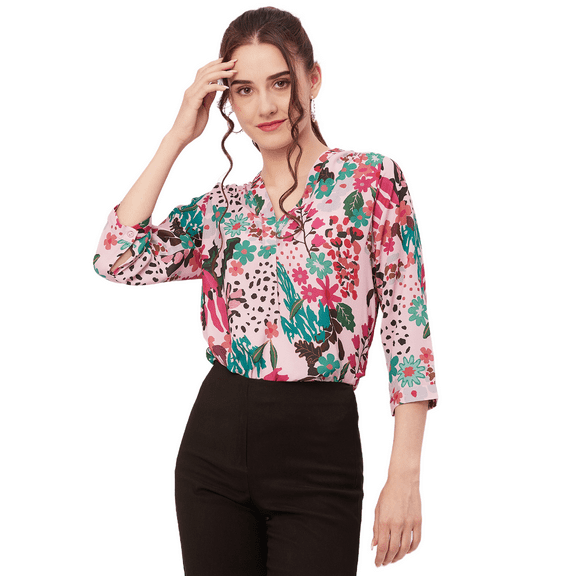 Moomaya Printed Tops For Women, Long Sleeve, Semi-Formal Top