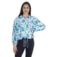 thumbnail image 1 of Moomaya Printed Tops For Womens Balloon Sleeve Collared Button Down Casual Shirt, 1 of 7