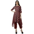 thumbnail image 1 of Moomaya Printed Traditional Clothing Womens Asymmetric Kurti Kurta With Pant Set, 1 of 6